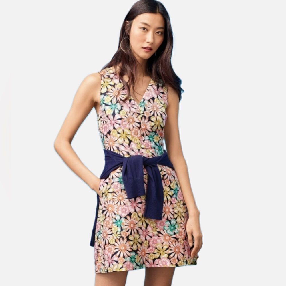 Banana Republic Daisy Multicolored Fit and Flare Dress